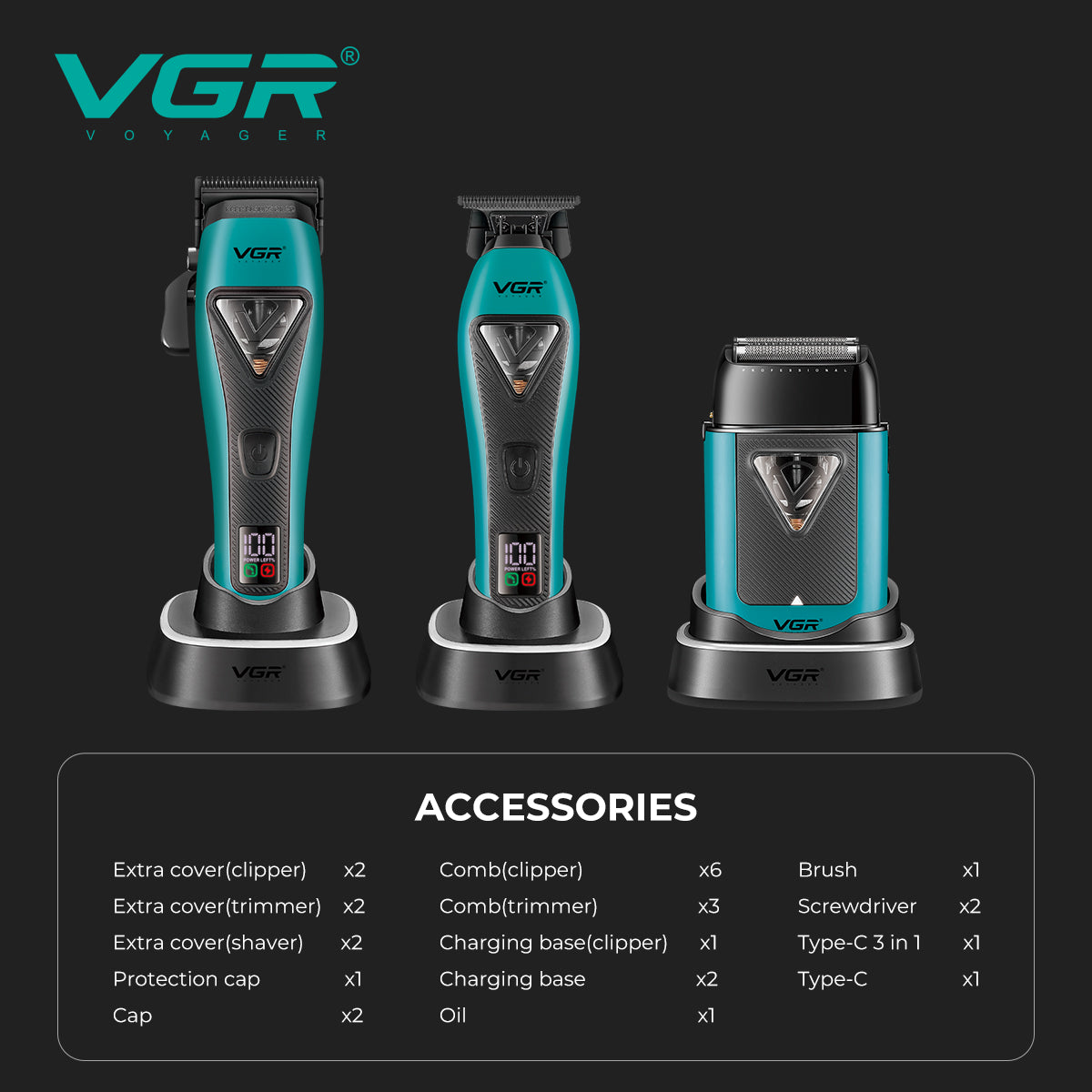 VGR V-035 S3 Professional Barber Combo 3-in-1