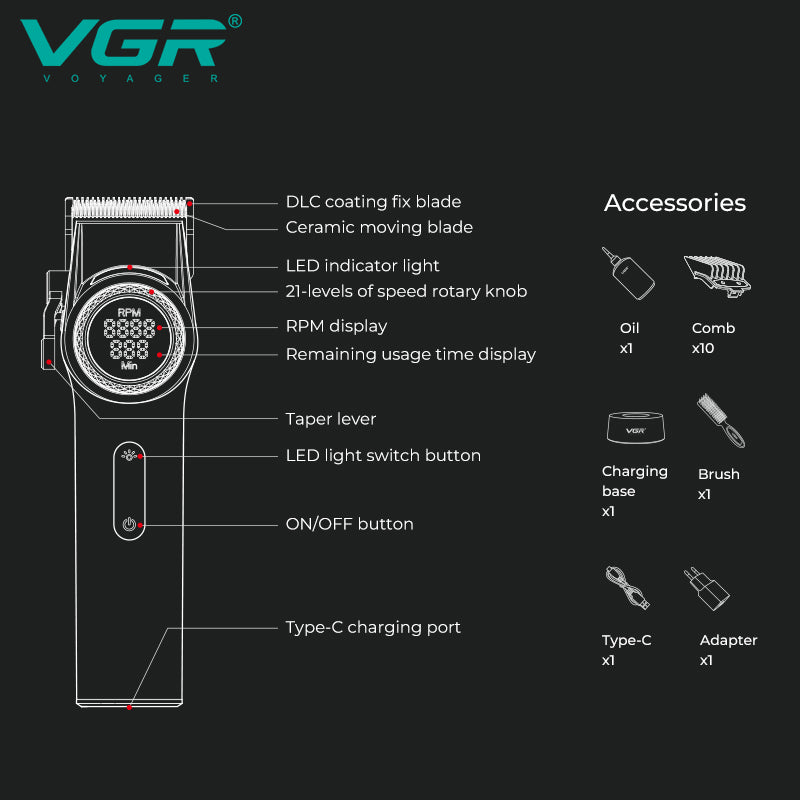 VGR V-001 Professional Hair Clipper